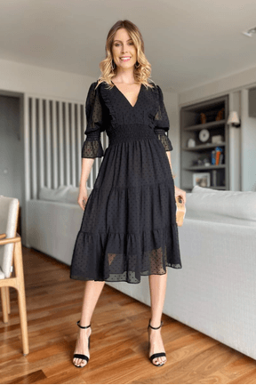 Vestido preto online de festa midi