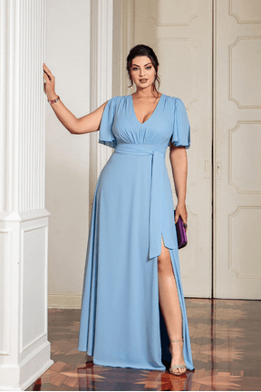 Vestido madrinha plus 2024 size azul serenity